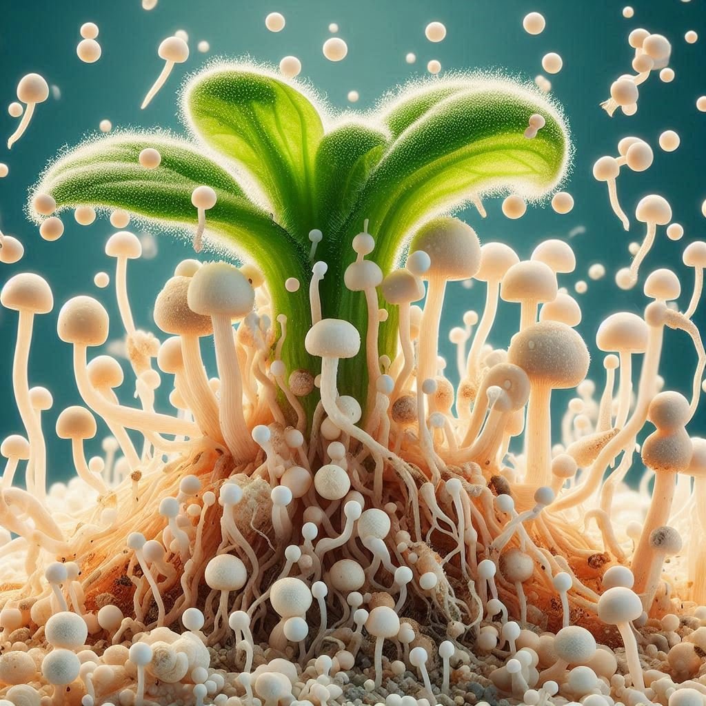 Planta con microorganismos 